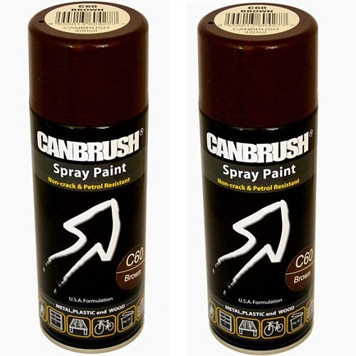 2 x CANBRUSH Spray Paint - For Metal Plastic & Wood 400ML Gloss Finish - Brown - Bargain Genie