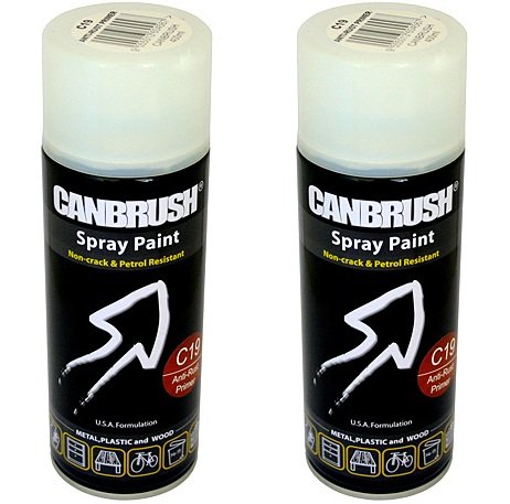 2 x CANBRUSH Spray Paint - For Metal Plastic & Wood 400ML Gloss Finish- Anti-Rust Primer - Bargain Genie