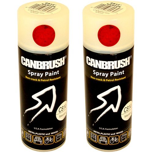 2 x CANBRUSH Spray Paint - for Metal Plastic & Wood 400ML - Maroon - Bargain Genie