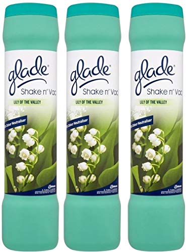 3 x Glade Shake 'n' Vac Lily Of The Valley Carpet Cleaning Powder 500gm - Bargain Genie