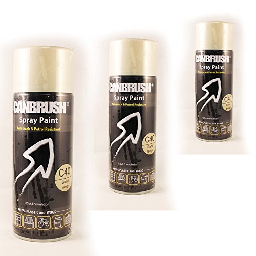 2 x CANBRUSH C40 Spray Paint - For Metal Plastic & Wood 400ML Gloss Finish - Sand Beige