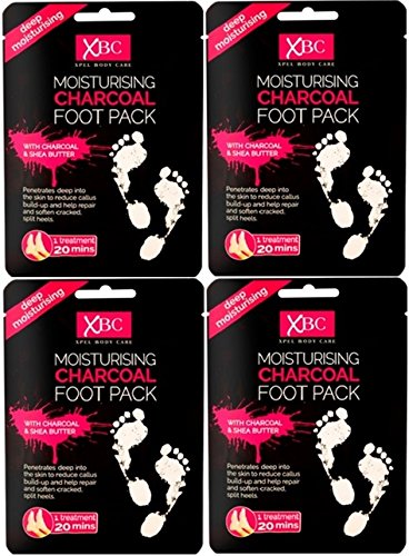 4 x XBC Moisturising Charcoal Foot Pack - Charcoal & Shea Butter - Bargain Genie