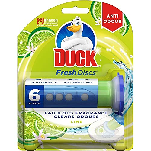 2 x Toilet Duck Fresh Discs Lime Zest 6 Shot Toilet Gel Cleaner & Applicator - Bargain Genie