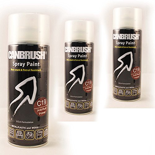 3 x CANBRUSH Anti-Rust Primer C19 Spray Paint For Metal Plastic & Wood 400ML - Bargain Genie