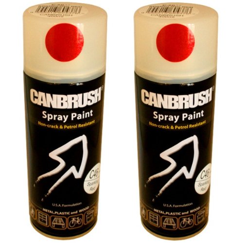 2 x CANBRUSH Spray Paint - For Metal Plastic & Wood 400ML Gloss Finish- Sparkling Red - Bargain Genie