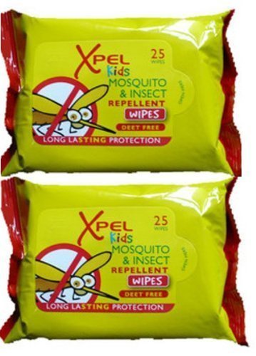 Xpel Kids Mosquito & Insect Repellent Wipes (2 Pack) - 25 Per Pack = 50