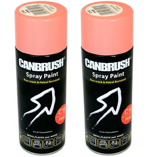 2 x CANBRUSH Spray Paint - For Metal Plastic & Wood 400ML Gloss Finish - Pink - Bargain Genie