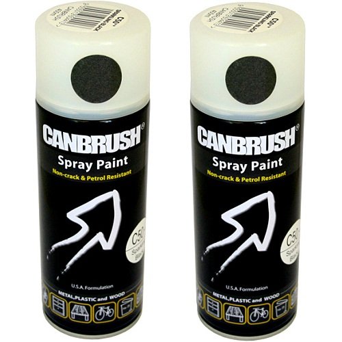 2 x CANBRUSH Spray Paint - For Metal Plastic & Wood 400ML Gloss Finish - Sparkling Black - Bargain Genie