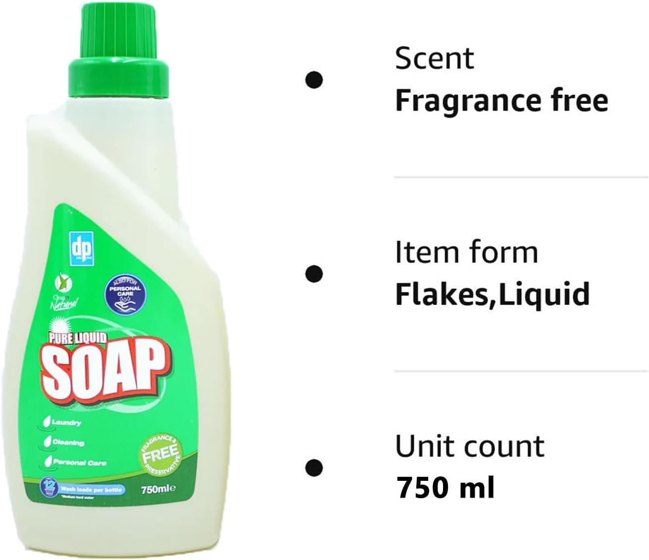 Pkge 750ml Laundry Liquid Soap Flakes for Laundry and Cleaning | Washing up Liquid, Ideal for Silk, Lace, Wool, and Waterproof Clothing | Excellent for Sensitive Skin