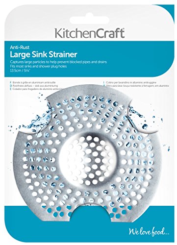 KitchenCraft Flat Sink Strainer / Shower Drain Hair Catcher, Aluminium, 13.5 cm - Bargain Genie