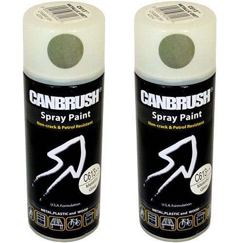 2 x CANBRUSH Spray Paint - for Metal Plastic & Wood 400ML - Metallic Grey - Bargain Genie