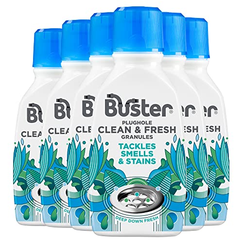 Buster Clean & Fresh Granules, 300g, 6 Pack, Tackle Smells and Stains for Clean and Fresh Plugholes, Drains, Dishwashers and Washing Machines - Fast Acting and Lasting Results - Bargain Genie