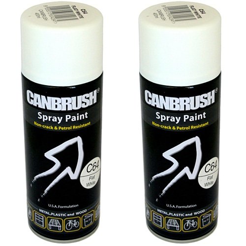 2 x CANBRUSH Spray Paint - For Metal Plastic & Wood 400ML Matt Finish- Flat White - Bargain Genie