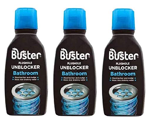 Buster Bathroom Plughole Unblocker, Dissolves hair and sludge 300ml (3) - Bargain Genie