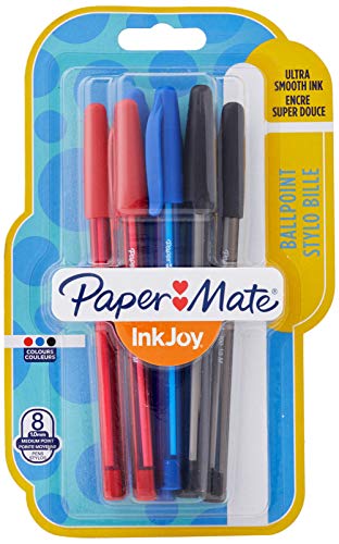 Paper Mate Inkjoy, 100 Ballpoint Pen, Assorted (Pack of 8),Black - Bargain Genie