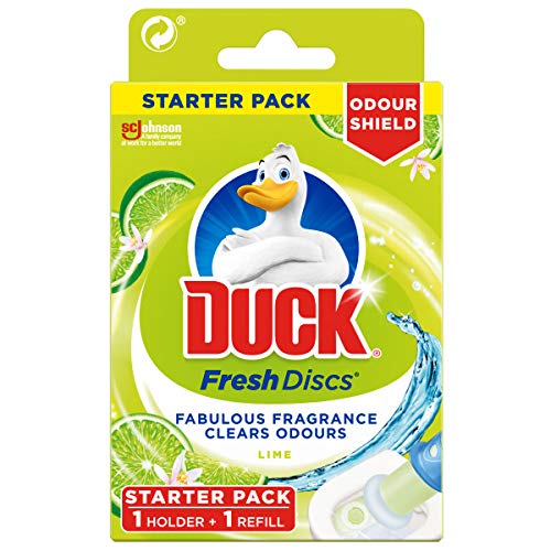 Duck Fresh Disc Toilet Cleaner Starter Pack, Toilet Bowl Sanitiser & Descaler, Lime, 36 ml, Pack of 5 - Bargain Genie