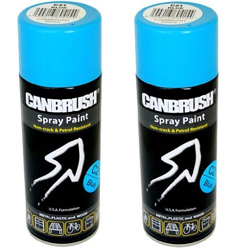 2 x CANBRUSH Spray Paint - For Metal Plastic & Wood 400ML Gloss Finish - Blue - Bargain Genie