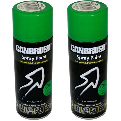 2 x CANBRUSH Spray Paint - For Metal Plastic & Wood 400ML Gloss Finish - Grass Green - Bargain Genie