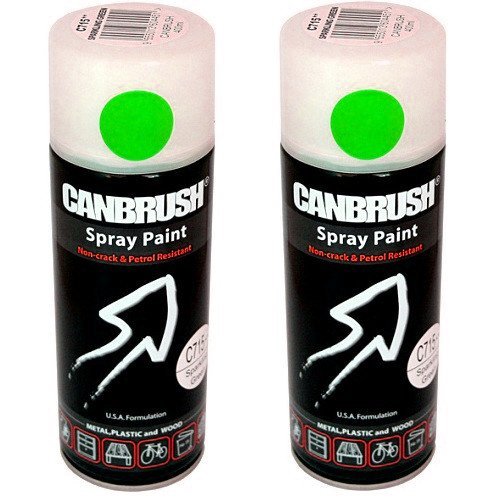 2 x CANBRUSH Spray Paint - for Metal Plastic & Wood 400ML Gloss Finish - Sparkling Green - Bargain Genie