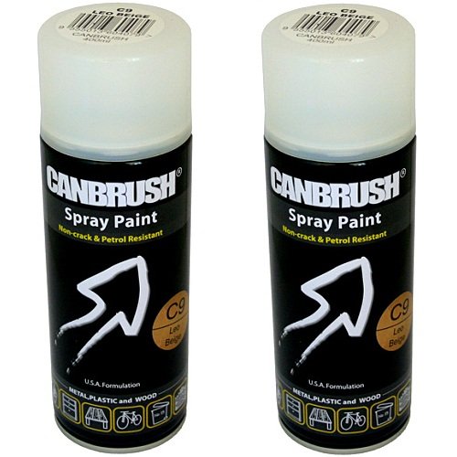 2 x CANBRUSH Spray Paint - for Metal Plastic & Wood 400ML Gloss Finish - Leo Beige - Bargain Genie