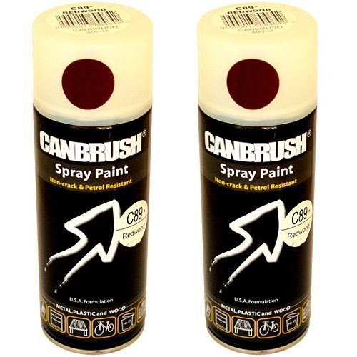 2 x CANBRUSH Spray Paint - For Metal Plastic & Wood 400ML - Redwood - Bargain Genie