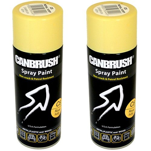 2 x CANBRUSH Spray Paint - For Metal Plastic & Wood 400ML Gloss Finish - Royal Ivory - Bargain Genie