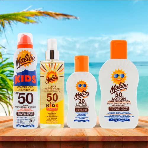 Malibu Kids High Protection Water Resistant SPF 50 Sun Screen Lotion, 200ml - Bargain Genie