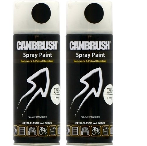 2 x CANBRUSH Spray Paint - for Metal Plastic & Wood 400ML -Ebony - Bargain Genie