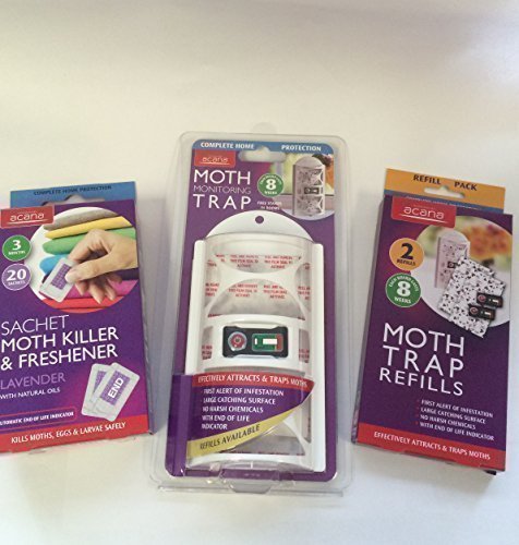 Acana Moth Monitoring Trap, 2 Refills & 20 Lavender Moth Killer & Freshner Sachets - Bargain Genie