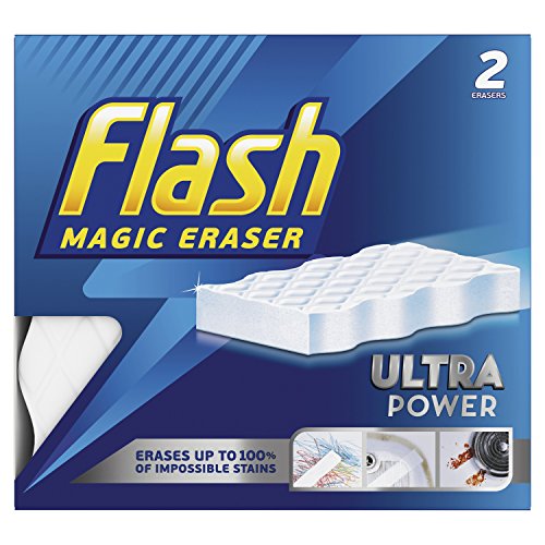 Flash Ultra Power Magic Eraser, Removes Impossible Stains Like Crayon on Walls, Tough Grease on Hobs or Grime on Wheel Hubs, 2X - Bargain Genie