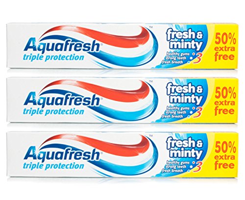 3x Aquafresh FRESH & MINTY Triple Protection Toothpaste 75ml - Bargain Genie