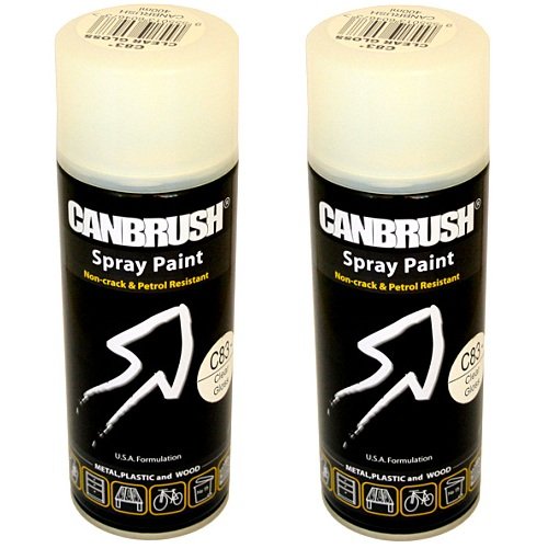 2 x CANBRUSH Spray Paint - for Metal Plastic & Wood 400ML - Clear Gloss - Bargain Genie