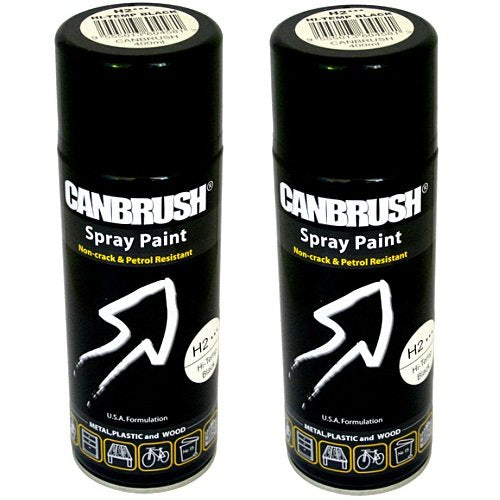 2 x CANBRUSH Spray Paint - For Metal Plastic & Wood 400ML - Hi-Temp Black - Bargain Genie