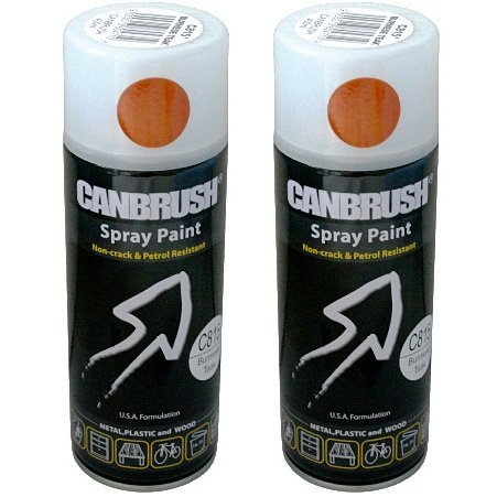 2 x CANBRUSH Spray Paint - For Metal Plastic & Wood 400ML - Burmese Teak - Bargain Genie