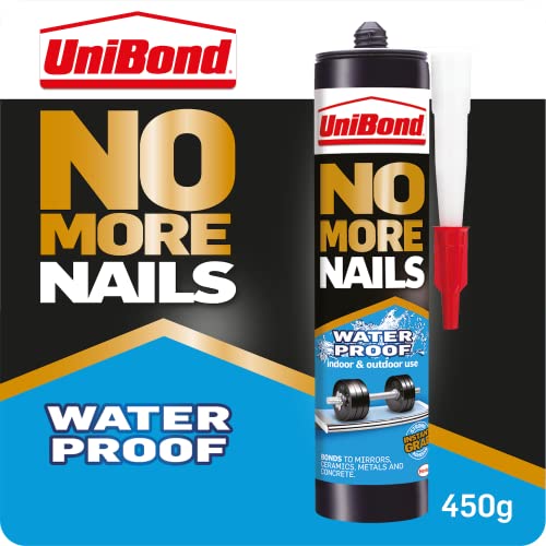 UniBond 2492936 No More Nails All Materials Heavy Objects Construction Adhesive, All Materials Grab Adhesive, High Strength Adhesive Bonding, White, 440 g Cartridge - Bargain Genie