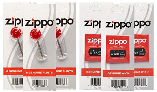 Zippo Lighter Wicks x3 & Flints x3 Reels, Packs - Value 6 Pack for Zippo Petrol Lighters, Clipper - Bargain Genie