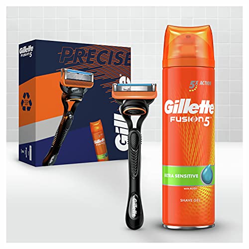 Gillette Fusion5 Razor + Shaving Gel Gift Set, Pack of 2