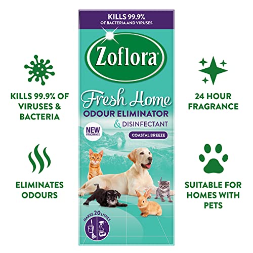 Zoflora Fresh Home, Coastal Breeze 500ml, Concentrated 3-in-1 Multipurpose Disinfectant Kills 99.9% of Bacteria & Viruses