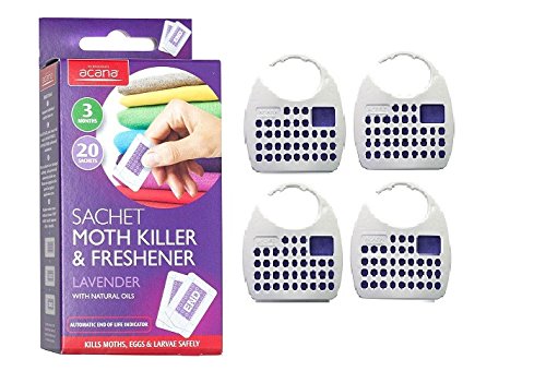 Discount Seller Pack of 20 Acana Moth Killer Sachets with Hanging Moth Killer and Lavender Freshener - Bargain Genie