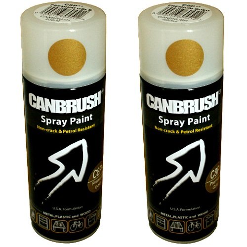 2 x CANBRUSH Spray Paint - for Metal Plastic & Wood 400ML - Premium Gold - Bargain Genie