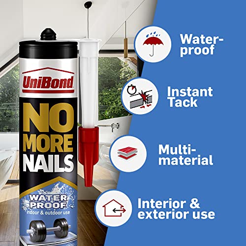 UniBond 2492936 No More Nails All Materials Heavy Objects Construction Adhesive, All Materials Grab Adhesive, High Strength Adhesive Bonding, White, 440 g Cartridge - Bargain Genie