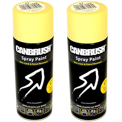 2 x CANBRUSH Spray Paint - For Metal Plastic & Wood 400ML Gloss Finish - Sugar Cane - Bargain Genie