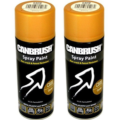 2 x CANBRUSH Spray Paint - for Metal Plastic & Wood 400ML - Gold - Bargain Genie