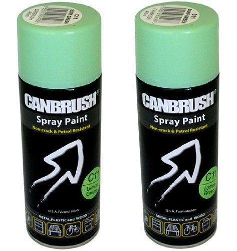 2 x CANBRUSH Spray Paint - For Metal Plastic & Wood 400ML Gloss Finish - Surf Green - Bargain Genie