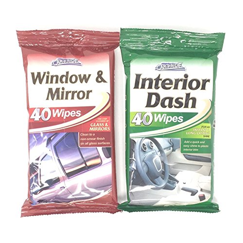 Car Pride interior dash wipes and window & mirror wipes - 40 wipes of each - Bargain Genie