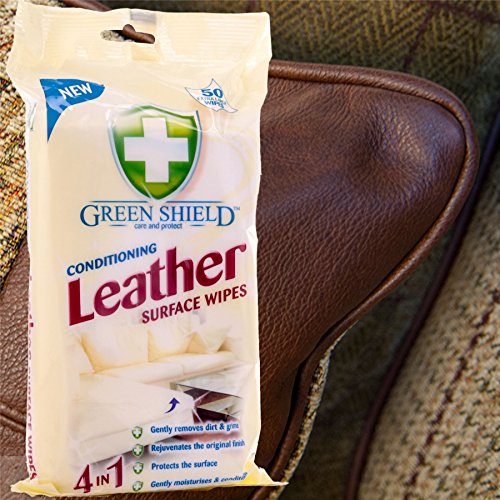 5 Packs of 50 Conditioning Leather Surface Wipes | Green Shield 4 in 1 - Bargain Genie