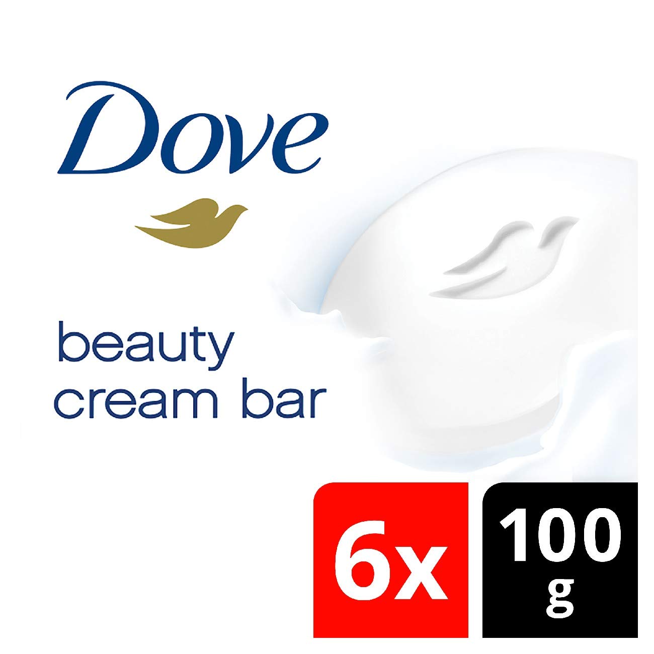 Dove Original Beauty Bar with Mild Cleansers Moisturising Beauty Cream Bar with 1/4 Moisturising Cream 100 g x 6 (Pack of 8)