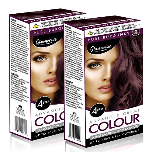 2pk Pure Burgundy Hair Dye | Easy to Use, Fade Resistant Hair Colour | Includes 2 Colour Cream Gel, 2 Developer Milk, 2 Plastic Gloves and Detailed Instruction Manuals | Beautiful Hair At Home - Bargain Genie