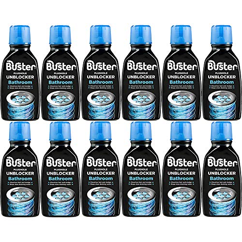 Buster Bathroom Drain Clear Plughole Unblocker 300ml Dissolves Hair & Soap (12 Bottles) - Bargain Genie