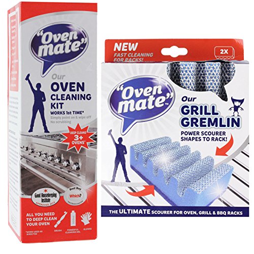 Oven Mate Cleaner Original Cooker Deep Cleaning Kit & Grill Gremlin BBQ Rack & Shelf Moulded Scourer - Bargain Genie